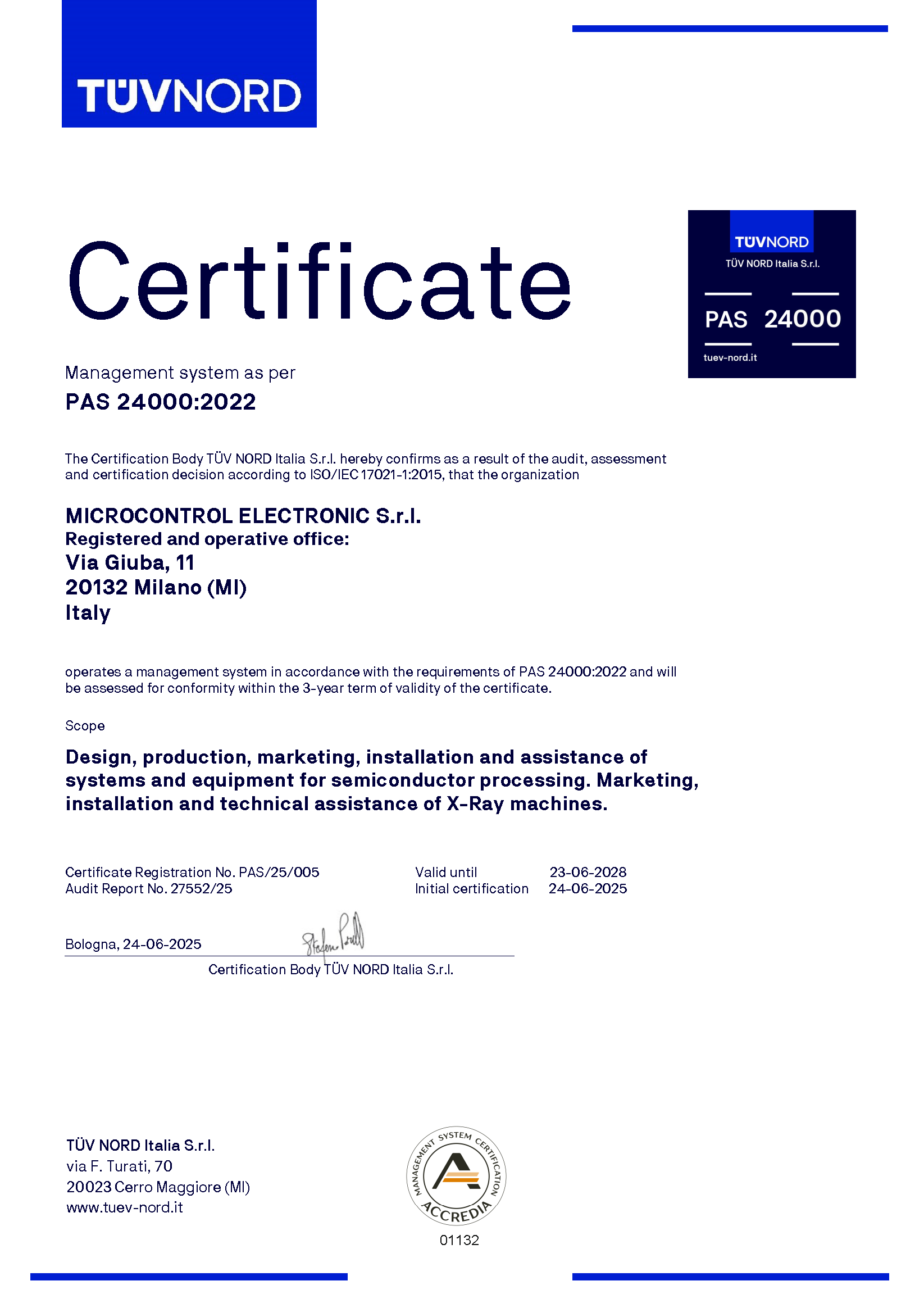 Certificato PAS 24000 ITA - MCE