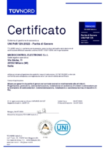 Certificato UNI PDR 125 Microcontrol Electronics